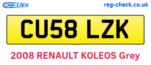 CU58LZK are the vehicle registration plates.