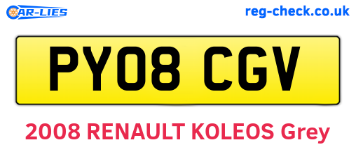 PY08CGV are the vehicle registration plates.