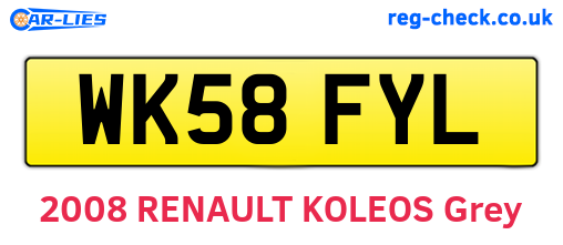 WK58FYL are the vehicle registration plates.