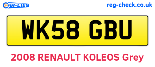 WK58GBU are the vehicle registration plates.