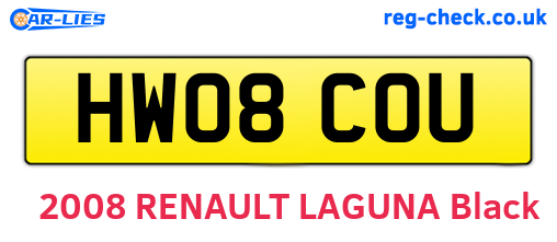 HW08COU are the vehicle registration plates.