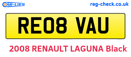 RE08VAU are the vehicle registration plates.