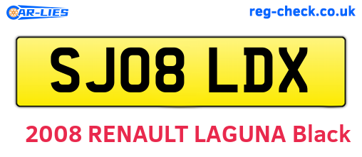 SJ08LDX are the vehicle registration plates.