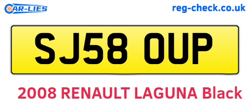 SJ58OUP are the vehicle registration plates.