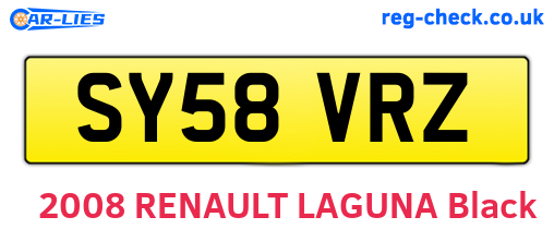 SY58VRZ are the vehicle registration plates.