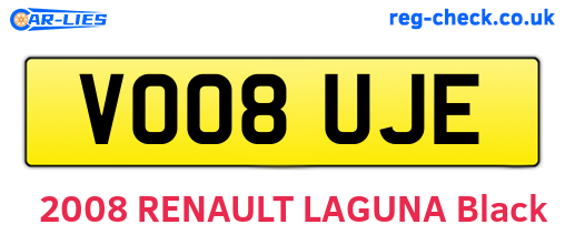 VO08UJE are the vehicle registration plates.