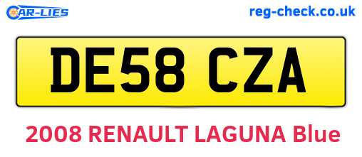 DE58CZA are the vehicle registration plates.