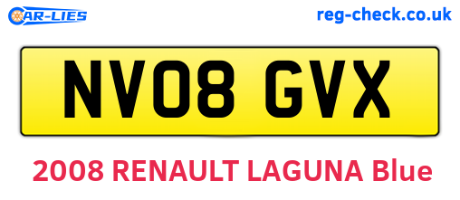 NV08GVX are the vehicle registration plates.