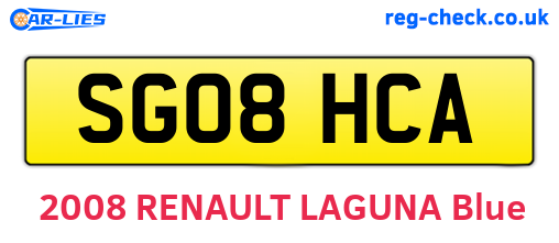 SG08HCA are the vehicle registration plates.