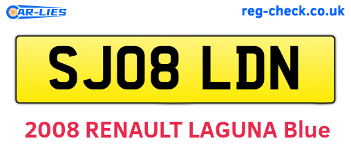 SJ08LDN are the vehicle registration plates.