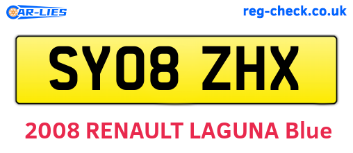 SY08ZHX are the vehicle registration plates.
