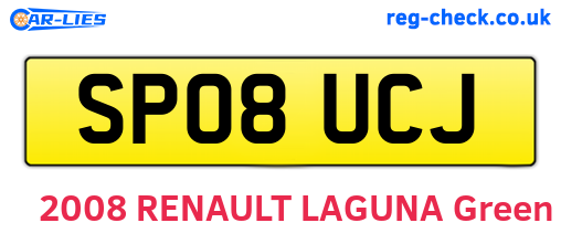 SP08UCJ are the vehicle registration plates.