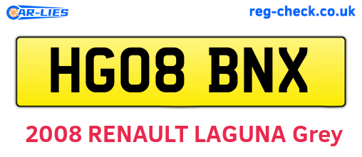 HG08BNX are the vehicle registration plates.
