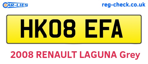 HK08EFA are the vehicle registration plates.