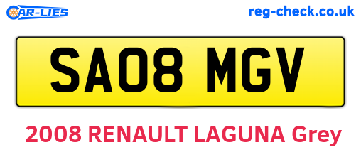 SA08MGV are the vehicle registration plates.