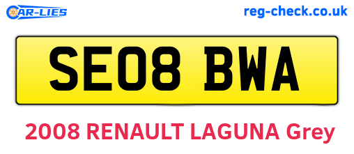 SE08BWA are the vehicle registration plates.