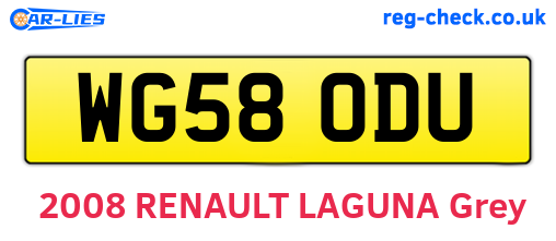 WG58ODU are the vehicle registration plates.