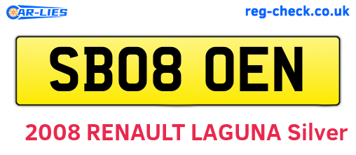 SB08OEN are the vehicle registration plates.