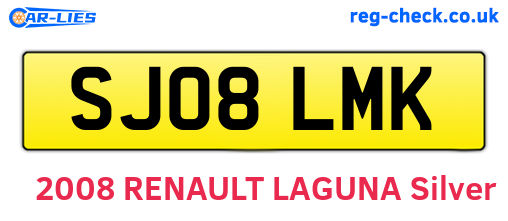 SJ08LMK are the vehicle registration plates.