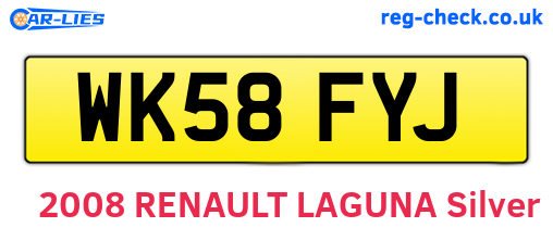 WK58FYJ are the vehicle registration plates.