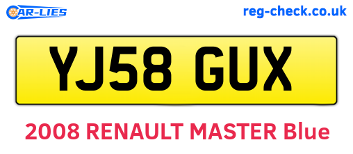 YJ58GUX are the vehicle registration plates.