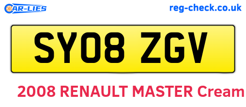 SY08ZGV are the vehicle registration plates.