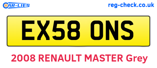 EX58ONS are the vehicle registration plates.