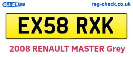 EX58RXK are the vehicle registration plates.