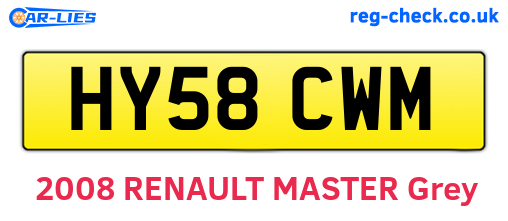 HY58CWM are the vehicle registration plates.