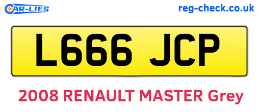 L666JCP are the vehicle registration plates.