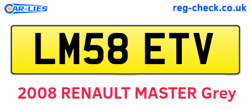 LM58ETV are the vehicle registration plates.