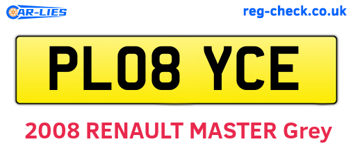 PL08YCE are the vehicle registration plates.