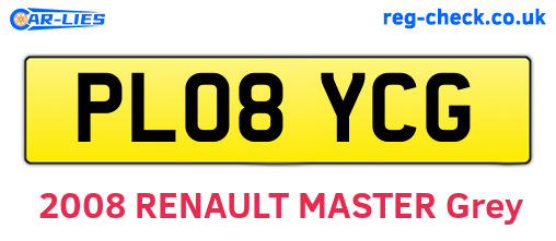 PL08YCG are the vehicle registration plates.