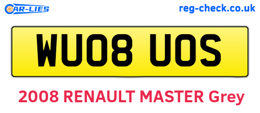 WU08UOS are the vehicle registration plates.
