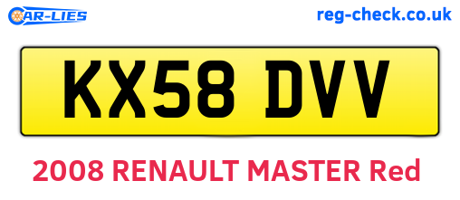 KX58DVV are the vehicle registration plates.