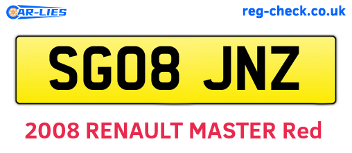 SG08JNZ are the vehicle registration plates.