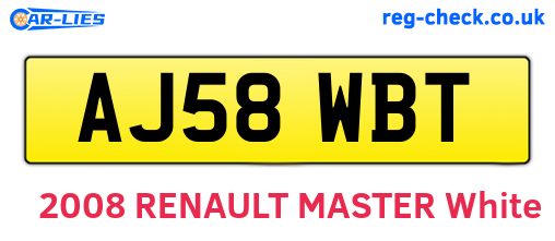 AJ58WBT are the vehicle registration plates.