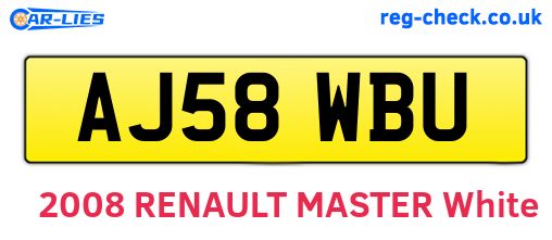AJ58WBU are the vehicle registration plates.