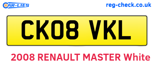 CK08VKL are the vehicle registration plates.