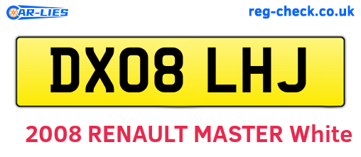 DX08LHJ are the vehicle registration plates.