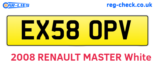 EX58OPV are the vehicle registration plates.