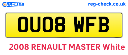 OU08WFB are the vehicle registration plates.