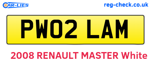 PW02LAM are the vehicle registration plates.