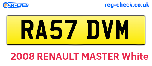 RA57DVM are the vehicle registration plates.