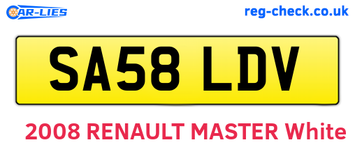 SA58LDV are the vehicle registration plates.