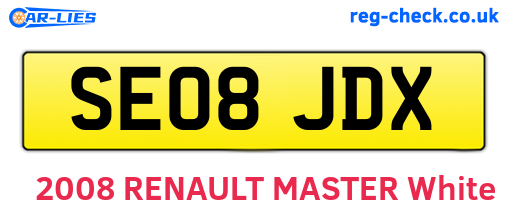 SE08JDX are the vehicle registration plates.