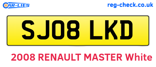 SJ08LKD are the vehicle registration plates.