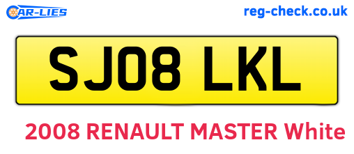 SJ08LKL are the vehicle registration plates.