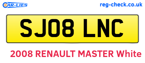 SJ08LNC are the vehicle registration plates.