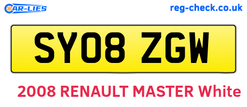 SY08ZGW are the vehicle registration plates.
